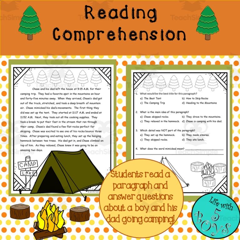 Reading Comprehension Passage With Questions Camping