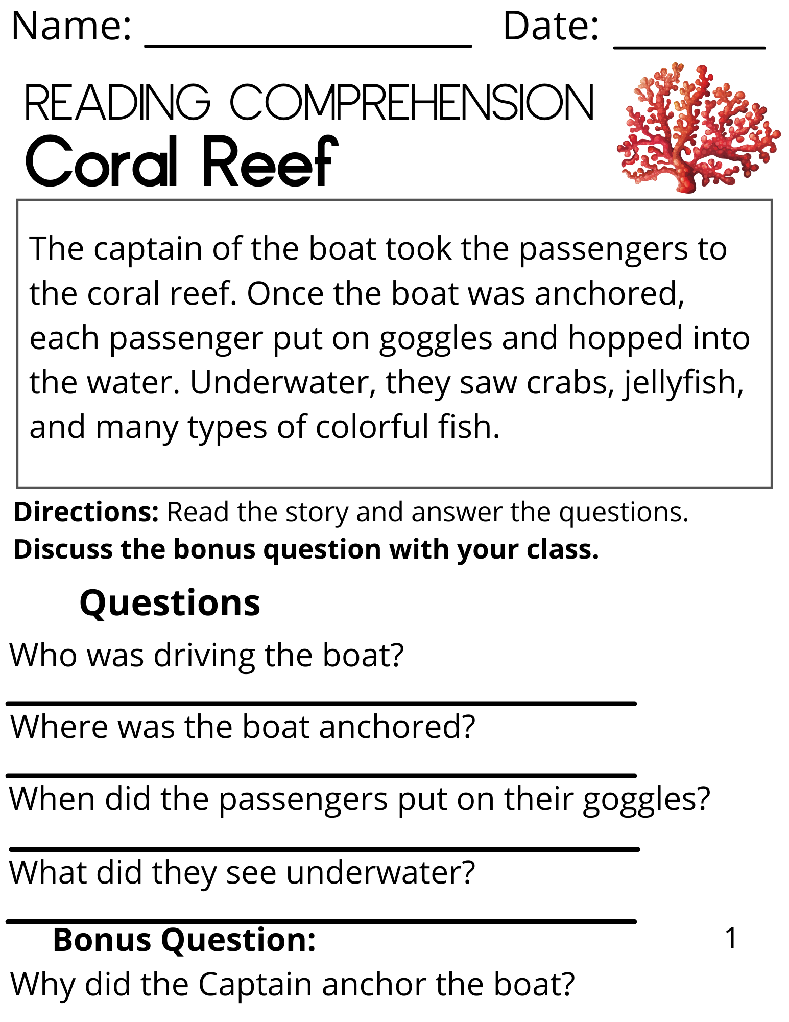 Free Third Grade Reading Comprehension Worksheets