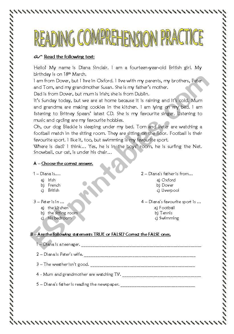 7th Grade Reading Comprehension Worksheets