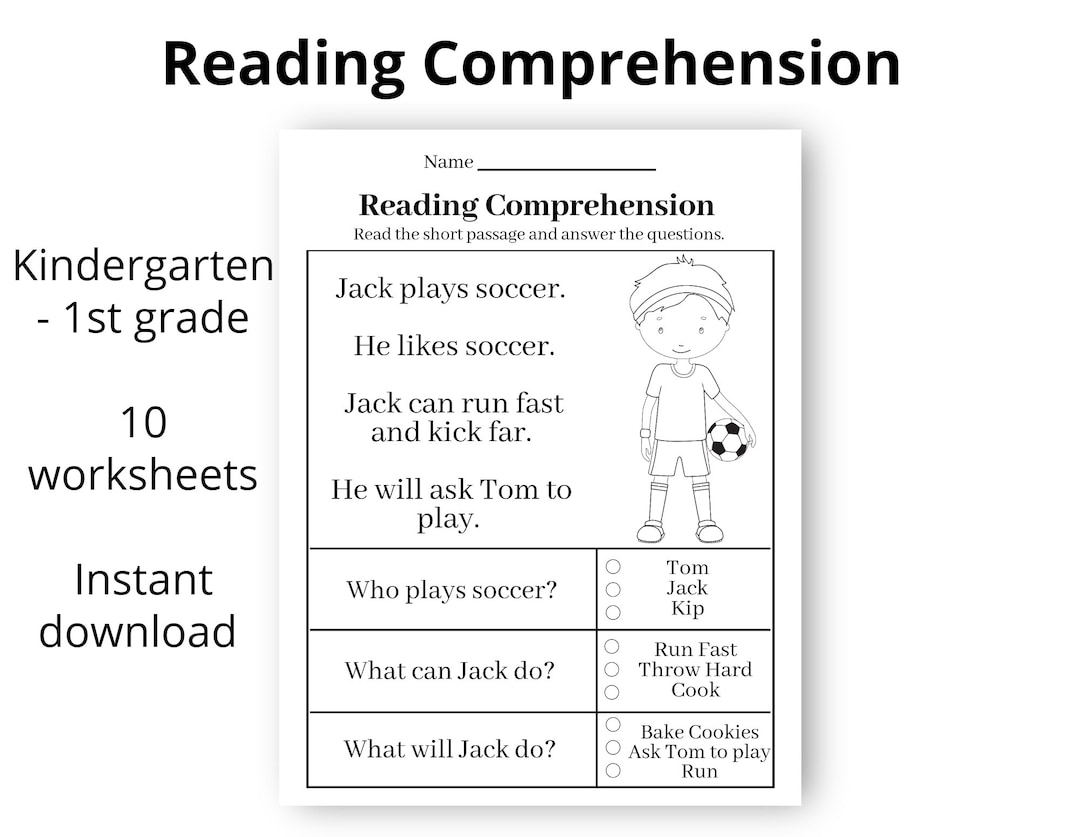 Reading Comprehension Printable Worksheet First Grade Kindergarten Instant Download Homeschool Teacher Kids Distance Etsy New Zealand Worksheets Library