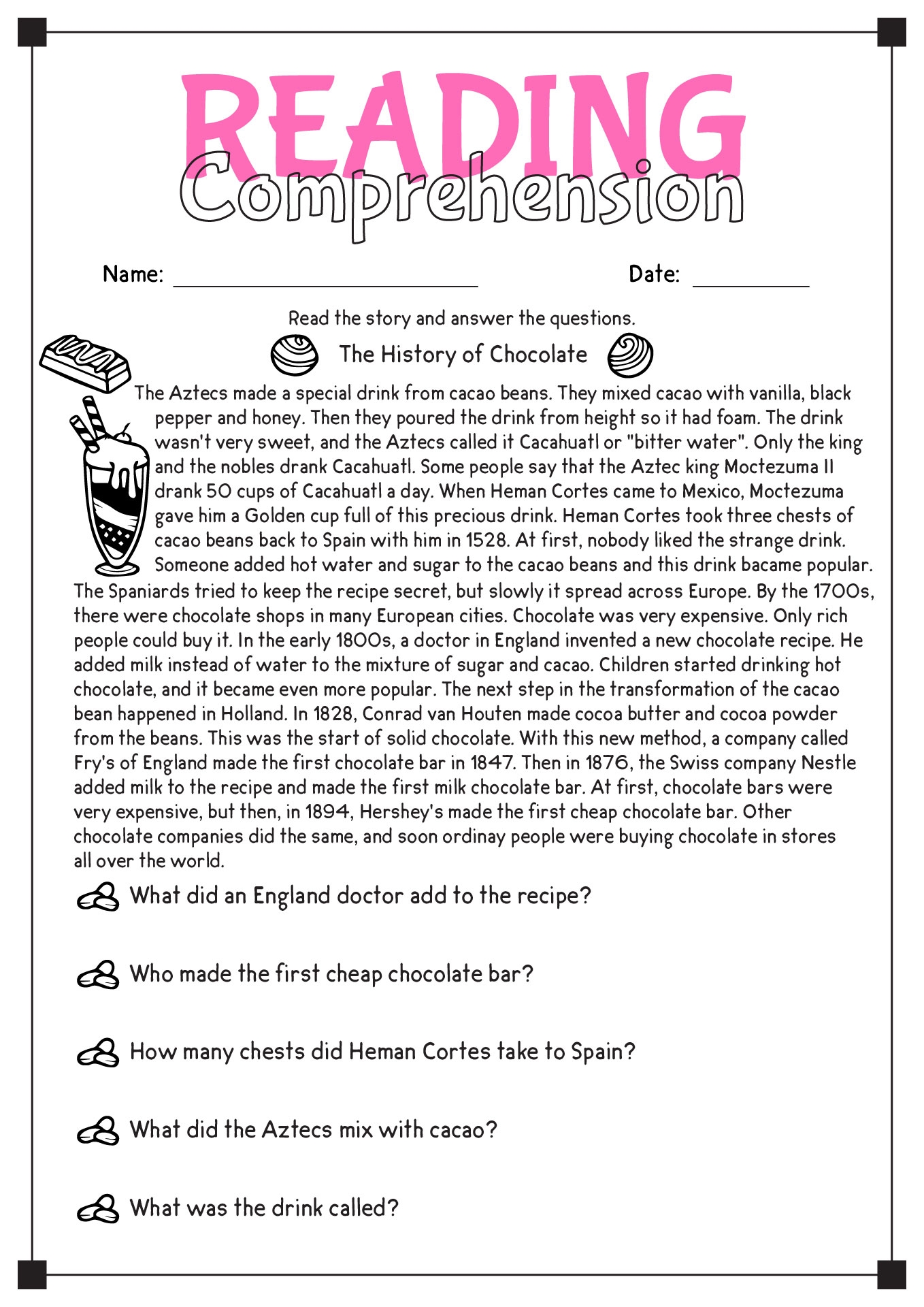 Reading Comprehension Worksheet A Trip To Hawaii Worksheets 