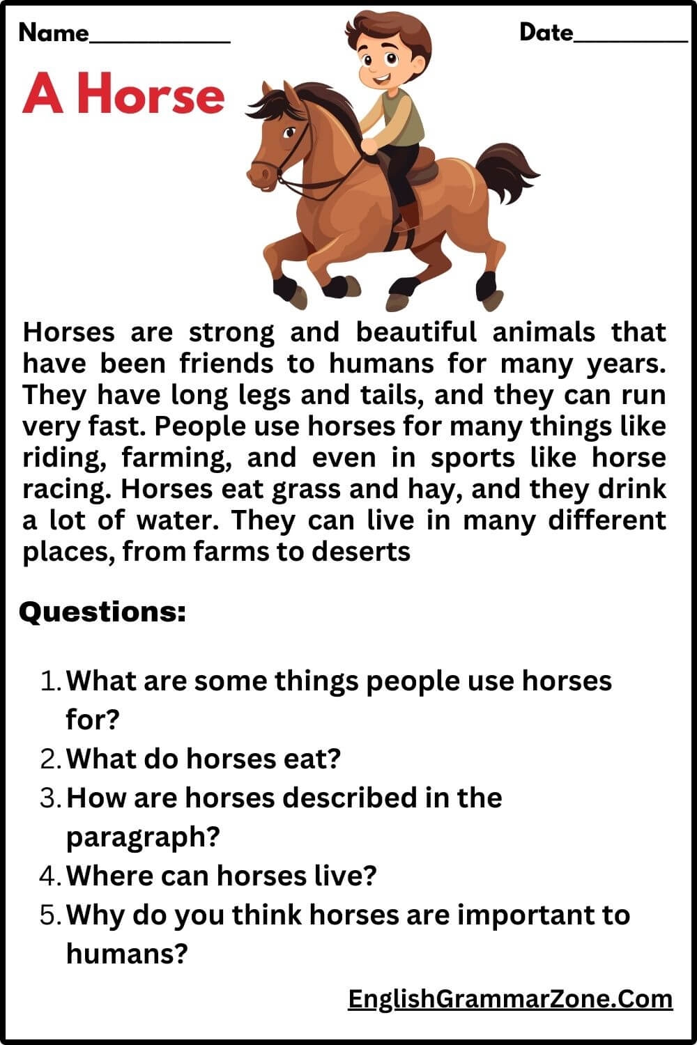 Reading Comprehension 3rd Grade Worksheets