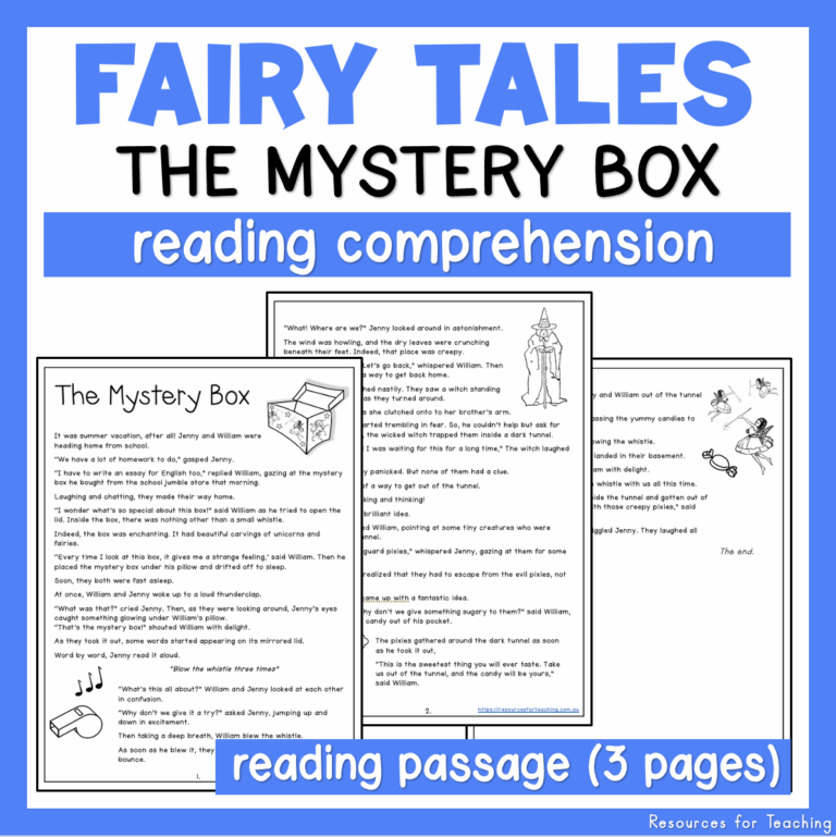 Reading Comprehension Worksheets Fairy Tale 2 Resources For