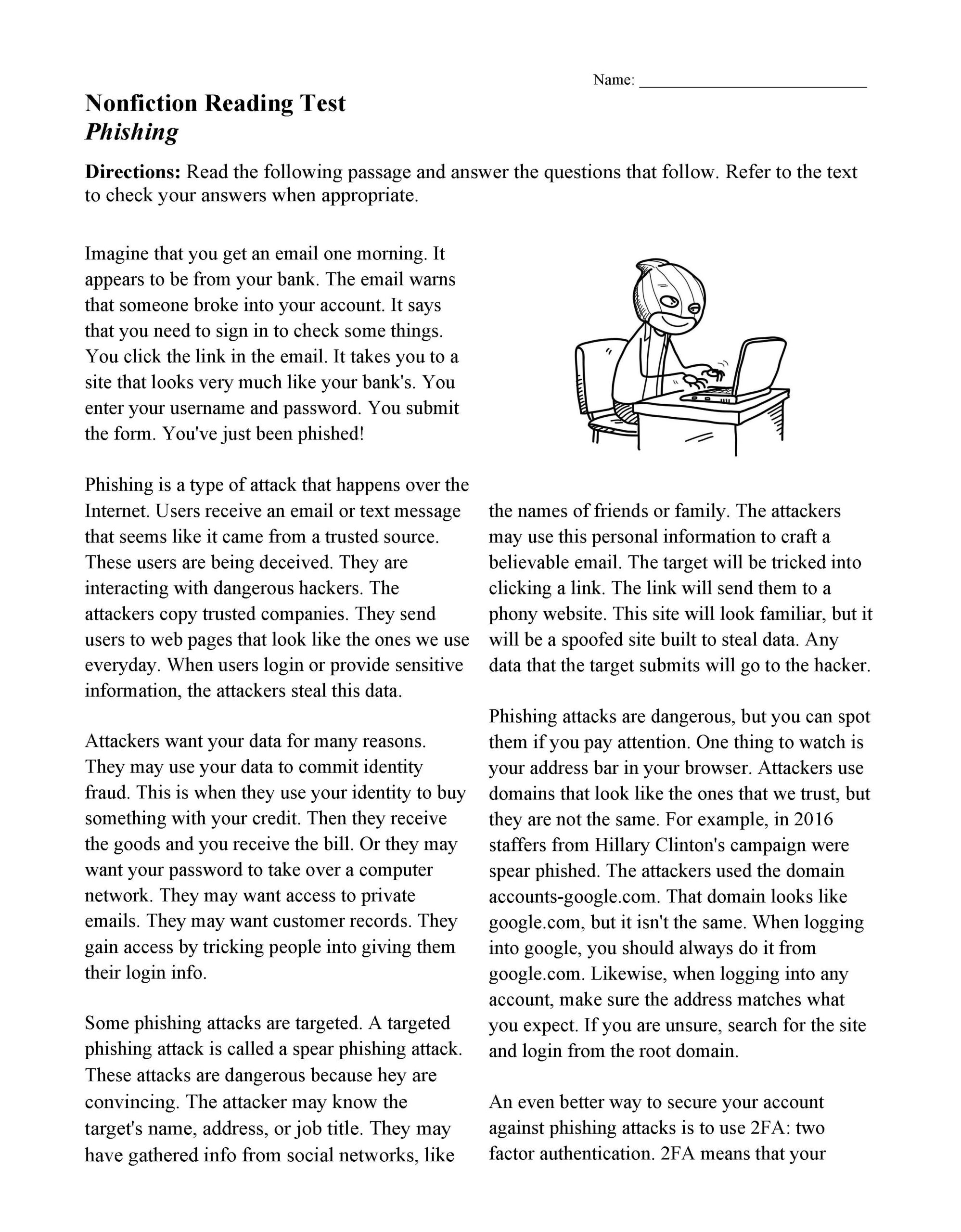 Free Ged Reading Comprehension Worksheets