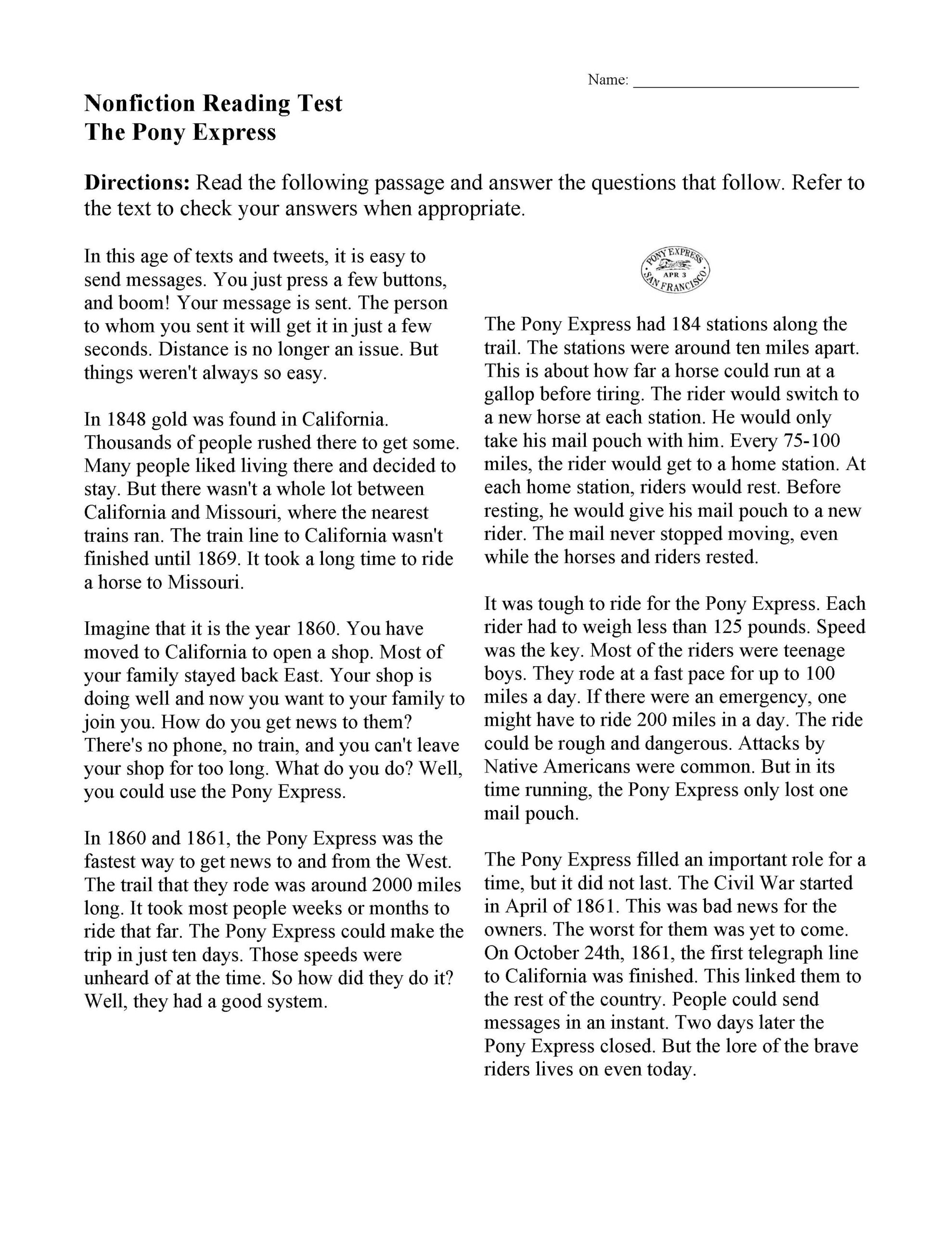 Science Fiction Reading Comprehension Worksheets Pdf