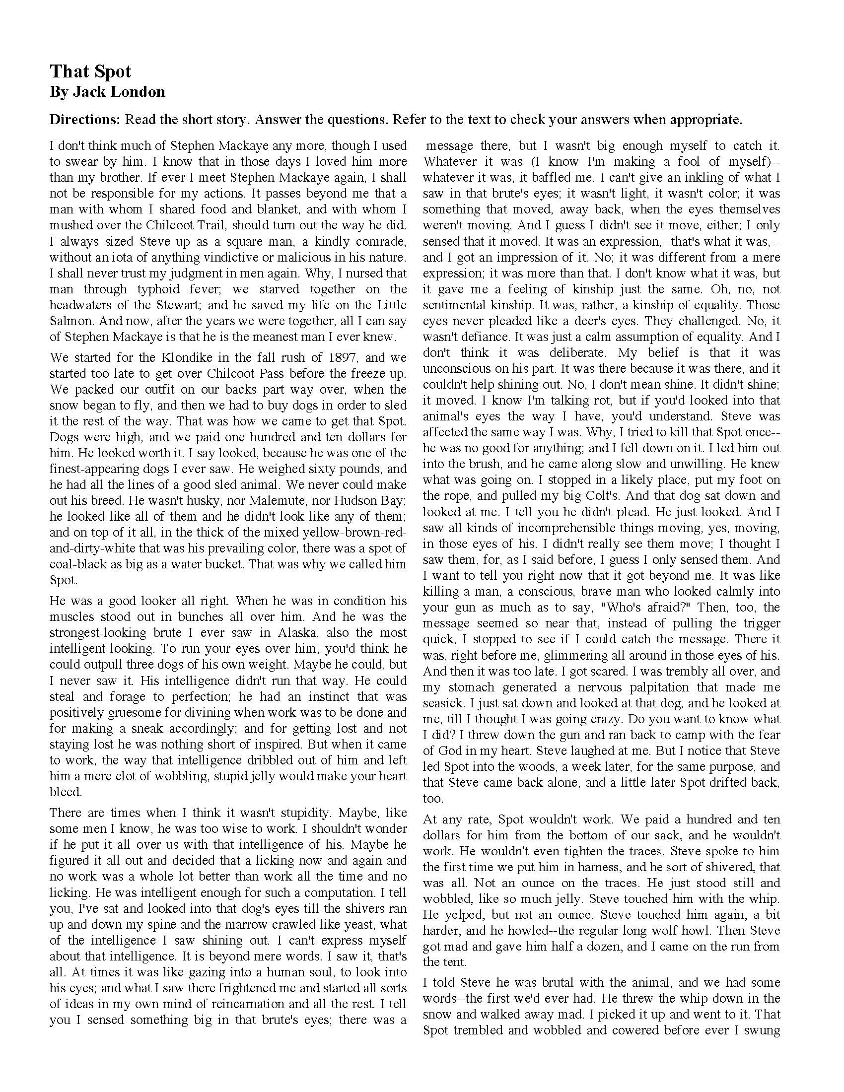 Reading Comprehension Worksheets Online Or Printable