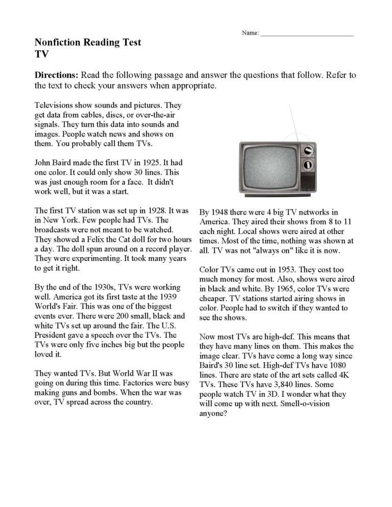 Reading Comprehension Worksheets Online Or Printable