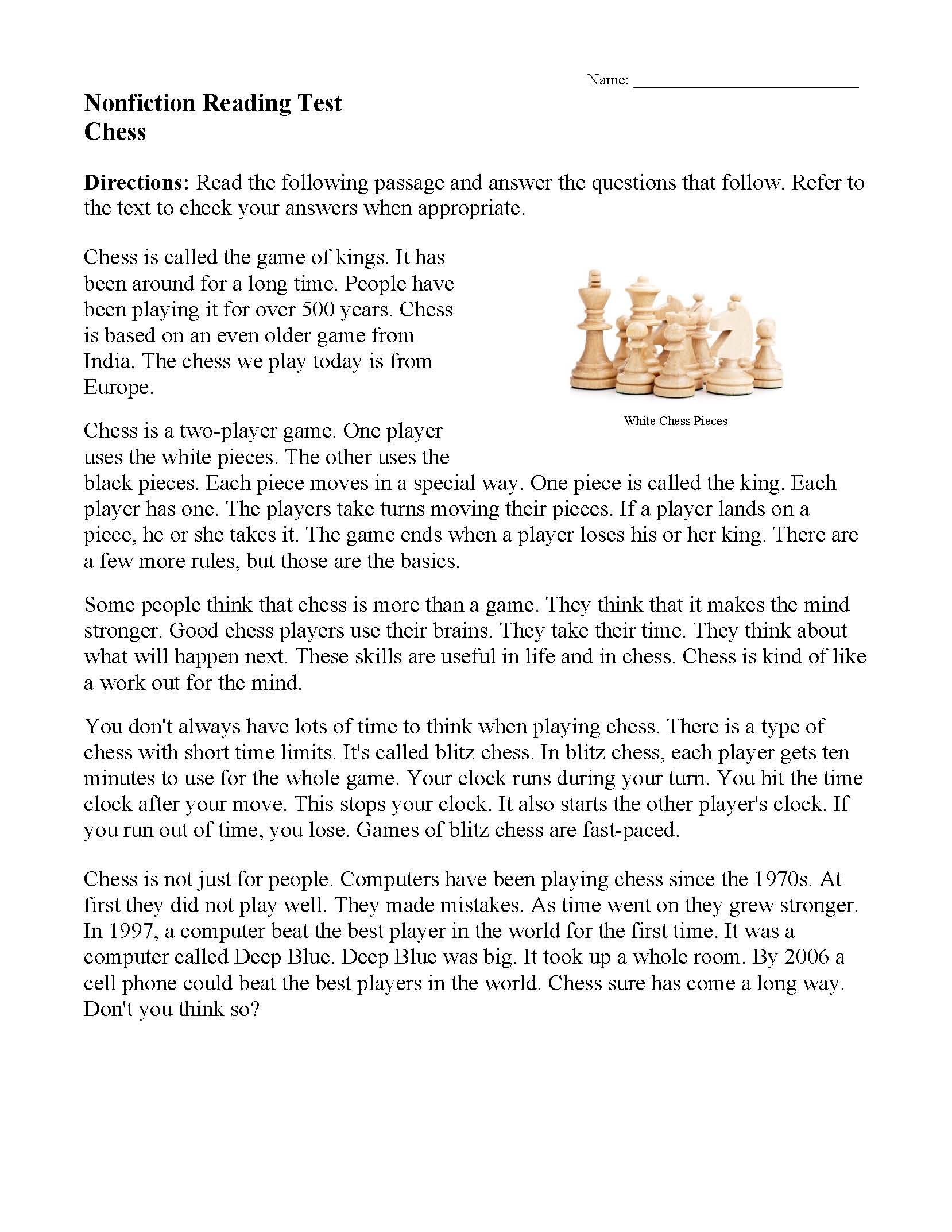 Free Printable 9th Grade Reading Worksheets