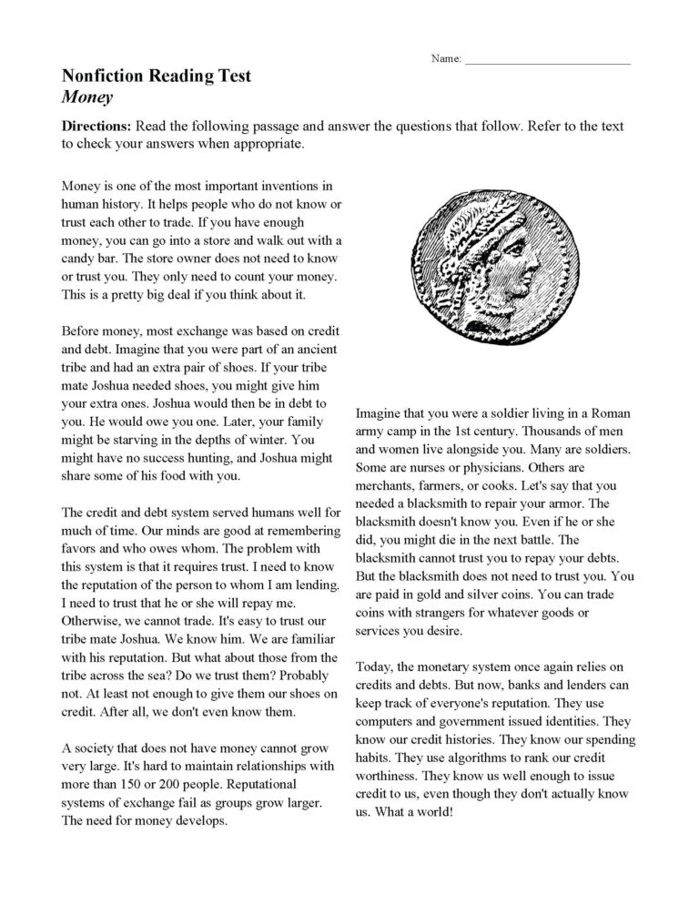 Reading Comprehension Worksheets Online Or Printable