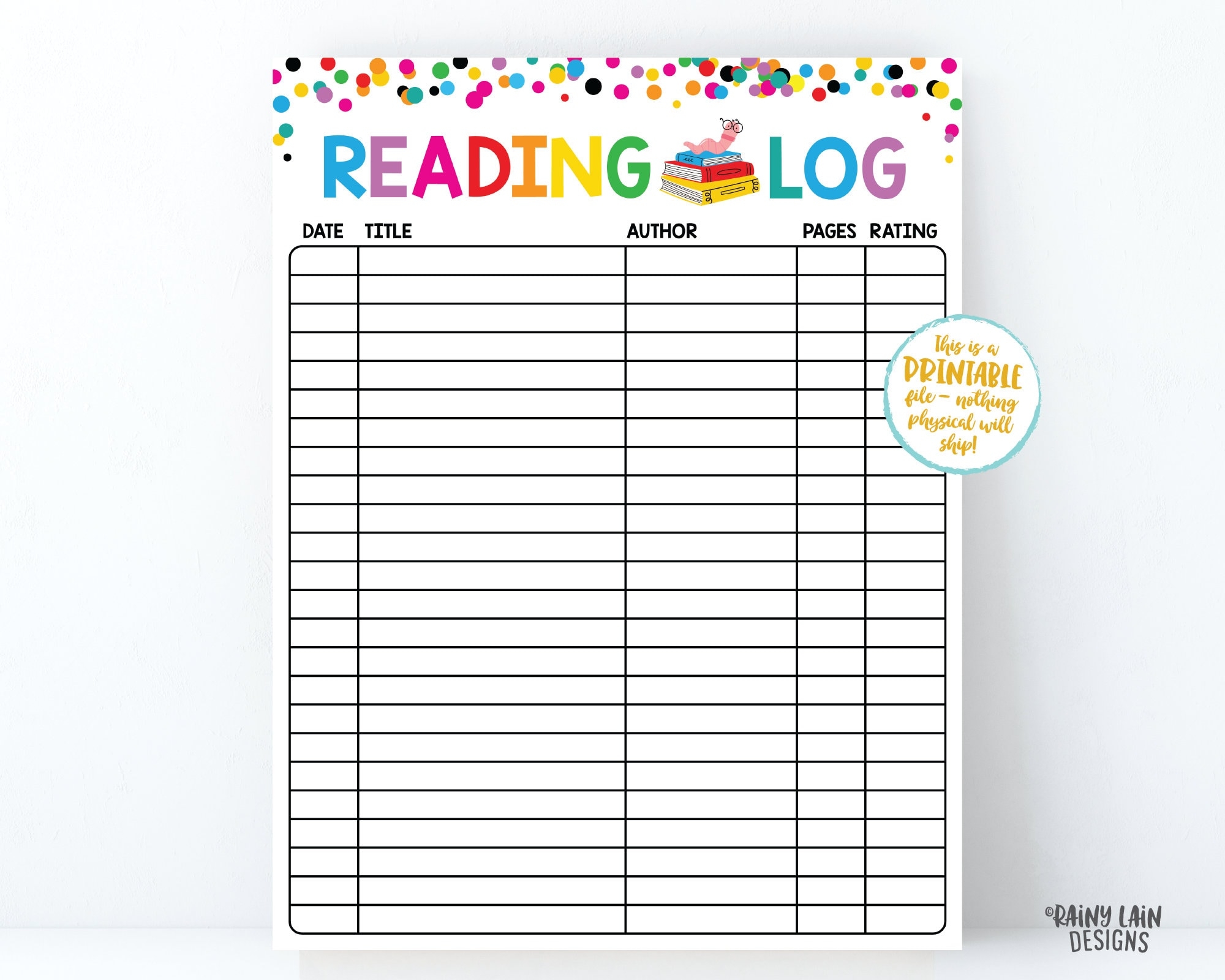 Reading Log Printable Reading Log For Kids Spring Reading Log Home School Reading Activity Kids Reading Log Summer Reading Log Book Worm Etsy UK