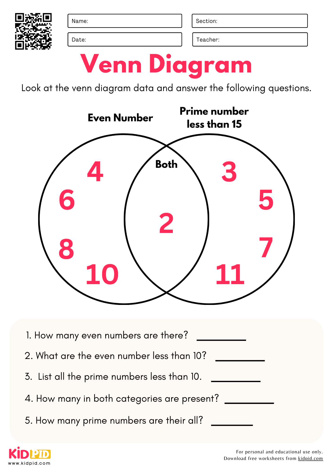 Reading Venn Diagram Worksheet For Grade 2 Kidpid