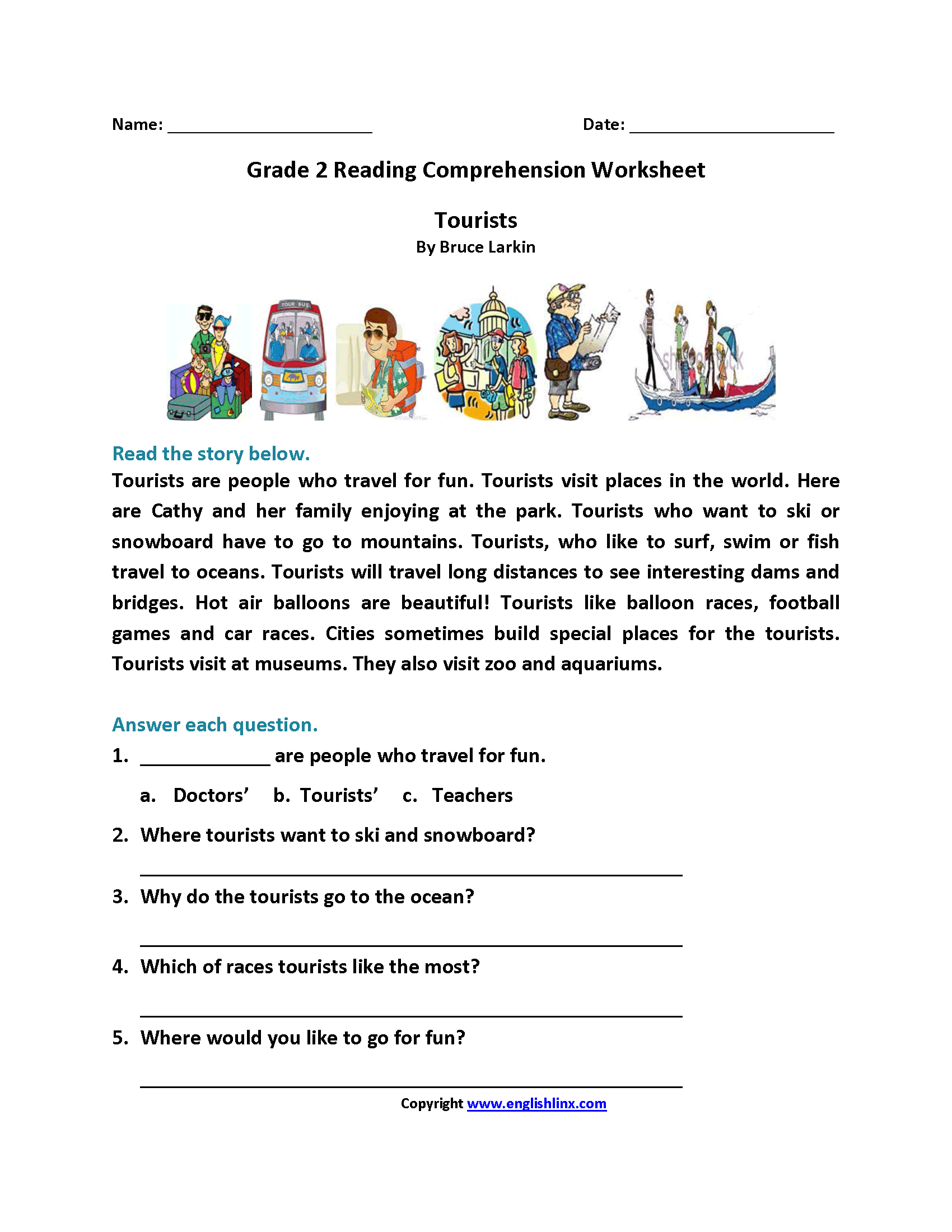 2nd Grade Reading Comprehension Worksheets Free