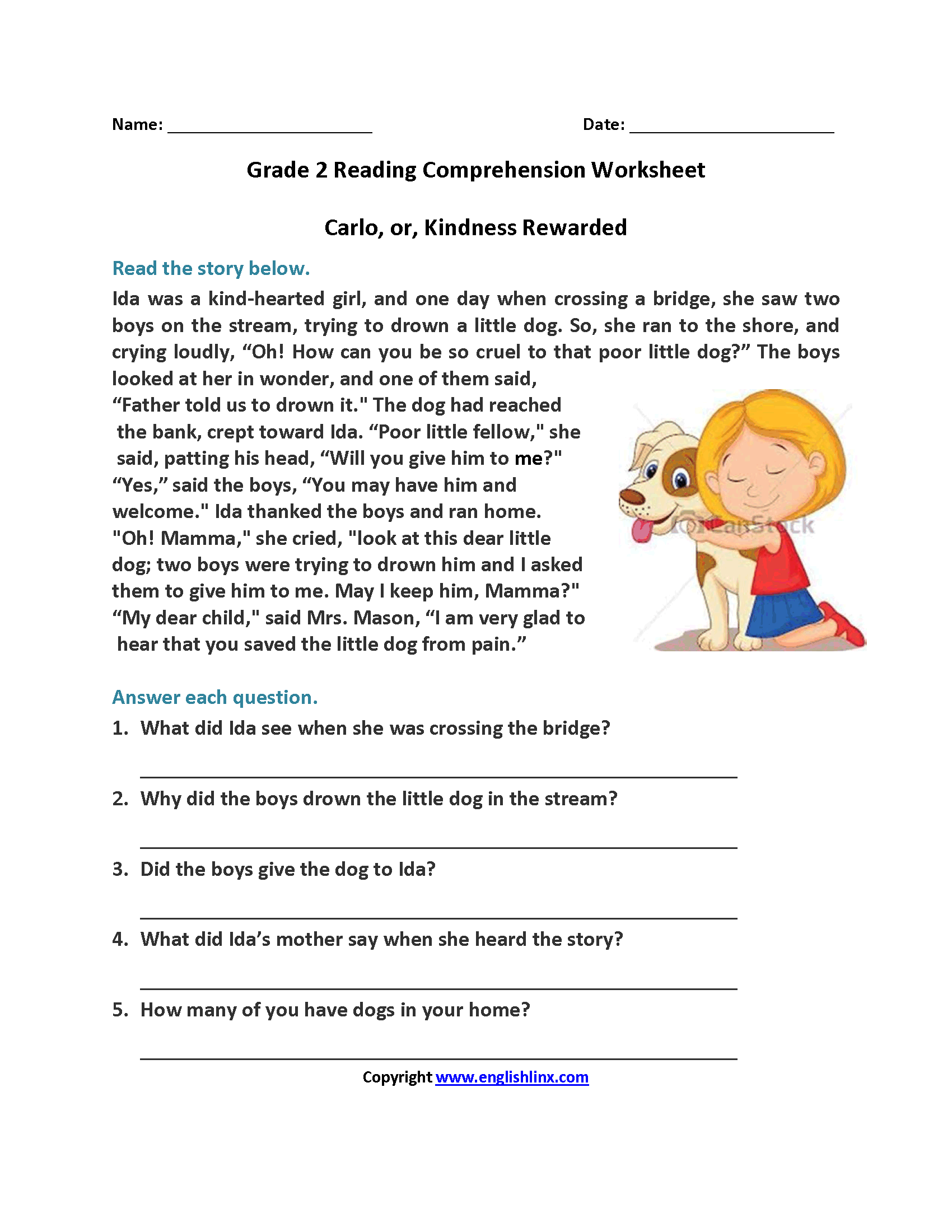 Free Printable 2nd Grade Reading Worksheets
