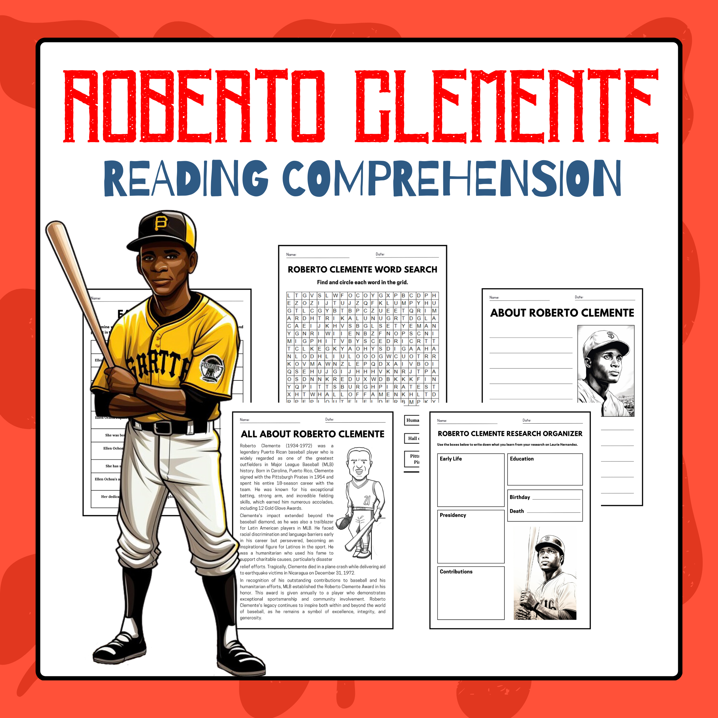 Roberto Clemente Reading Comprehension Hispanic Heritage Month 