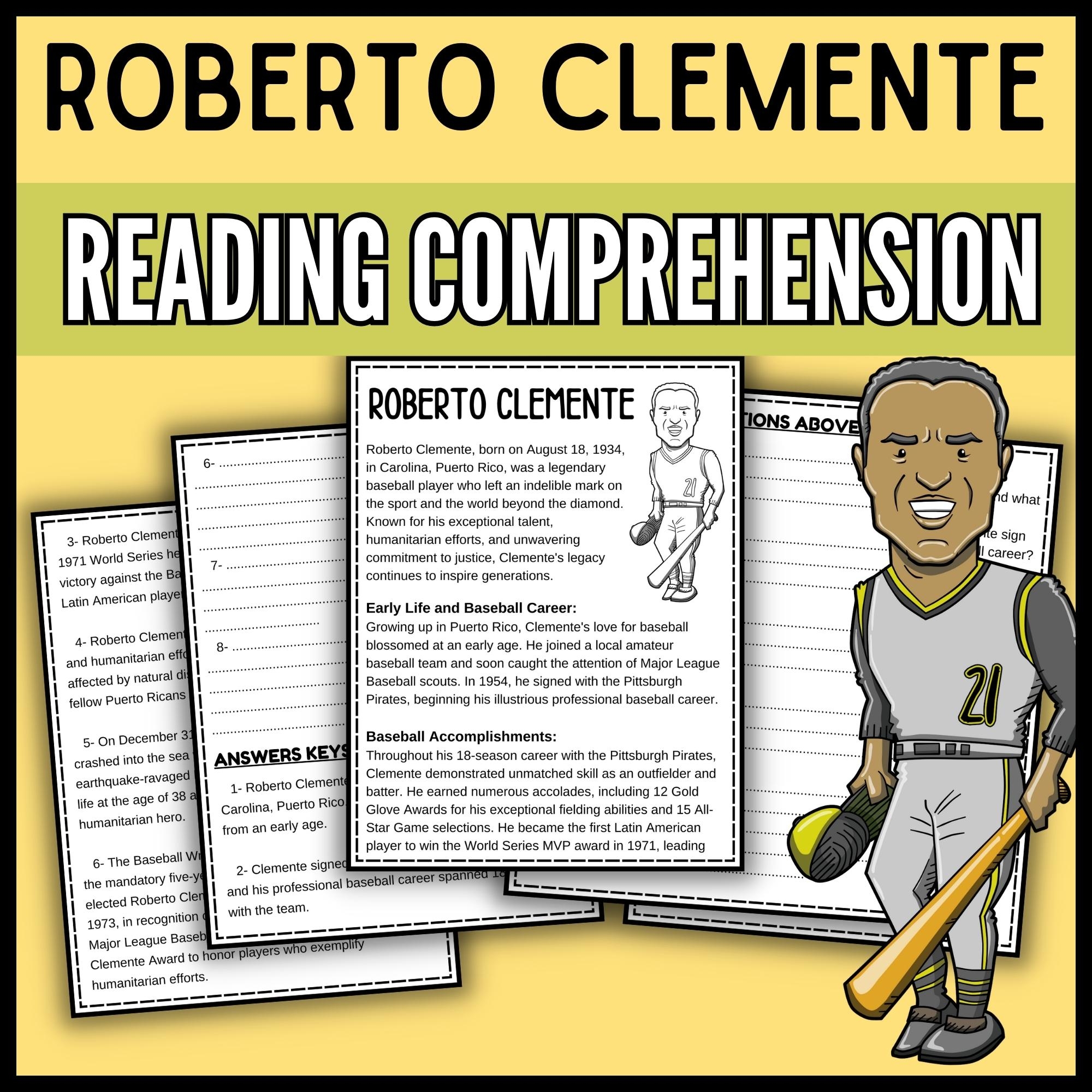 Roberto Clemente Reading Comprehension Passage Hispanic Heritage Month