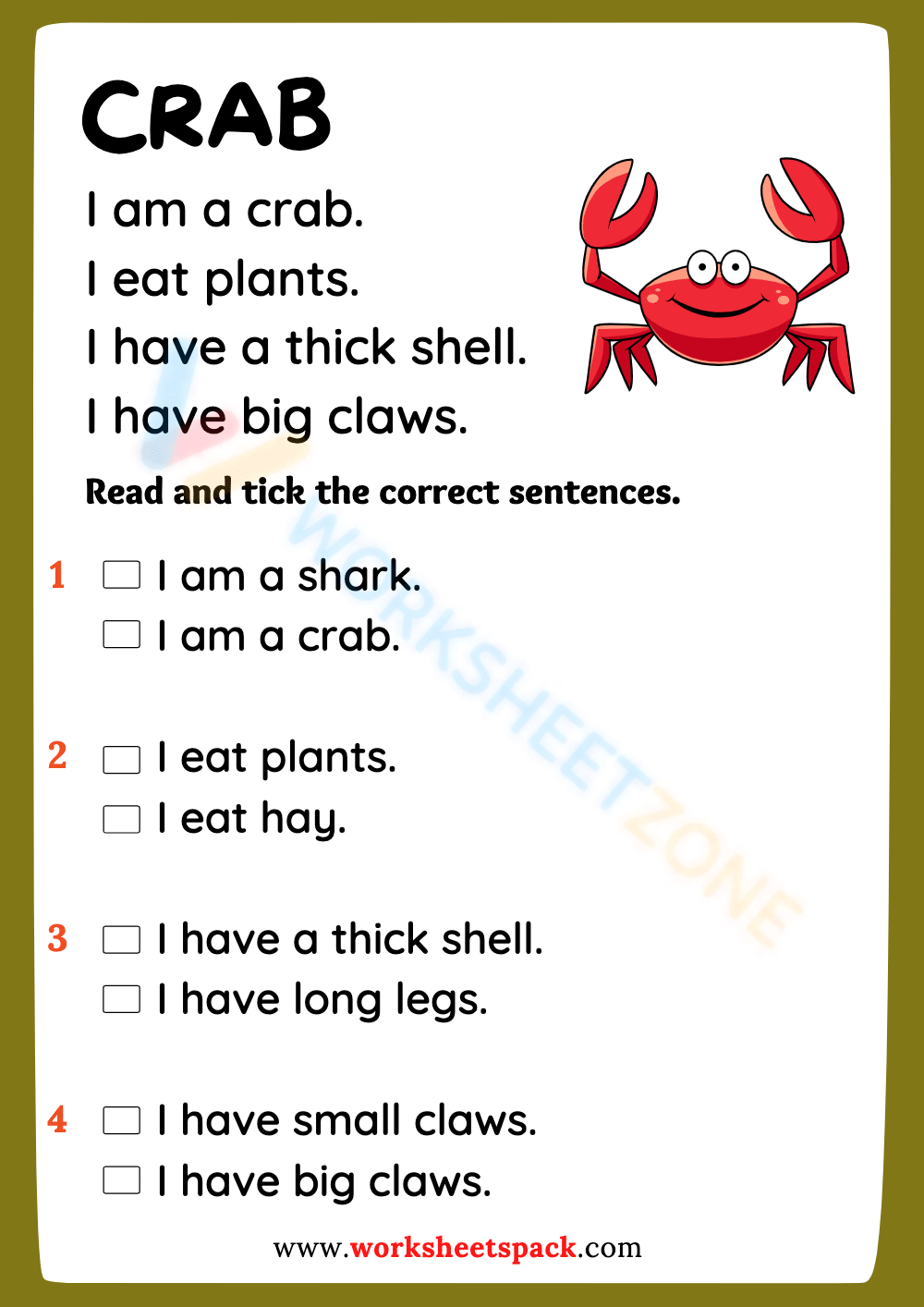 Ocean Animals Reading Comprehension Worksheets