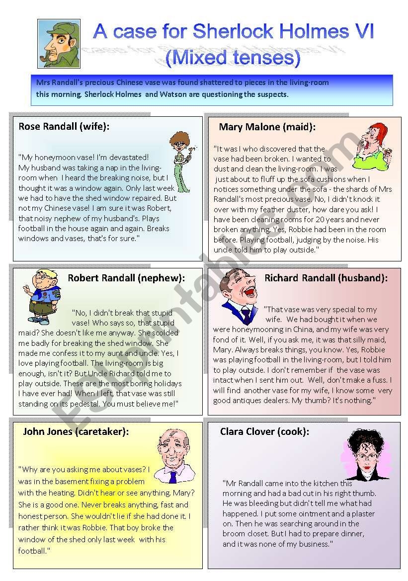 Sherlock Holmes Reading Comprehension Worksheets