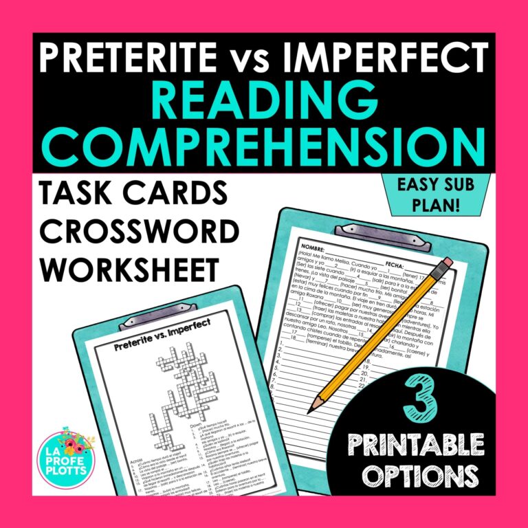 Spanish Sub Plans Preterite Vs Imperfect Reading Comprehension