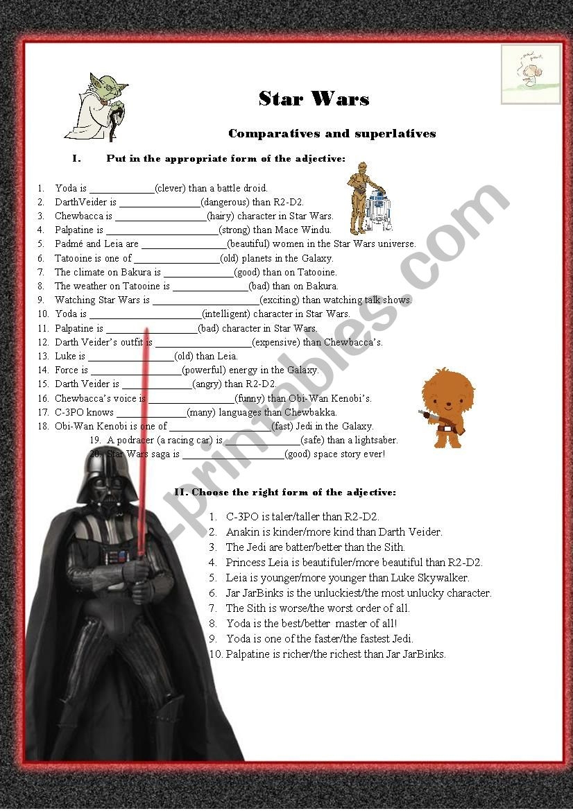 Star Wars Comparatives And Superlatives ESL Worksheet By 