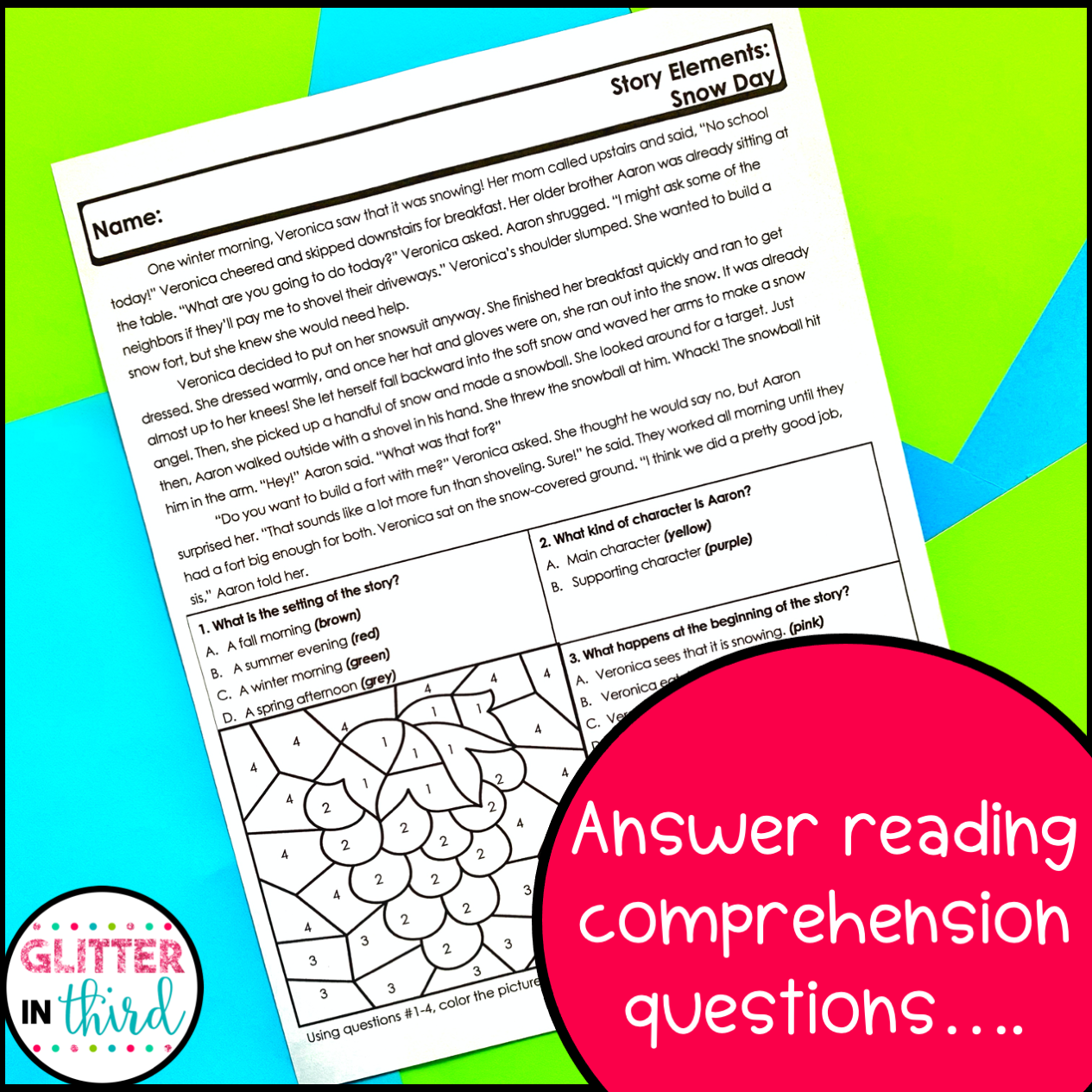 Story Elements Reading Comprehension Worksheets