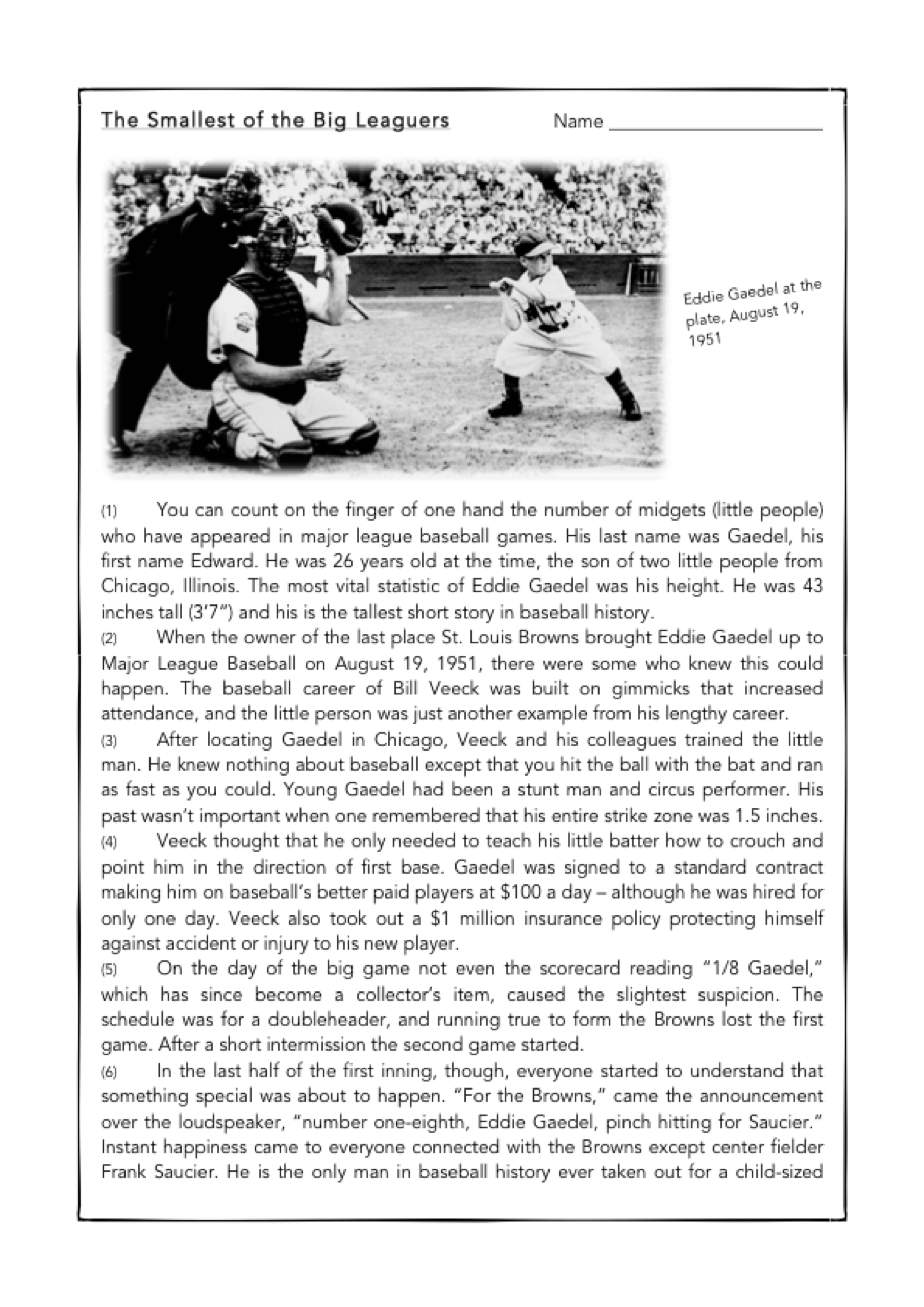 Sport Reading Comprehension Worksheet Pdf