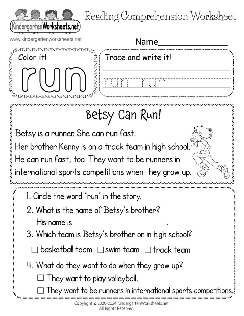 Reading Comprehension Worksheets For Beginners Pdf