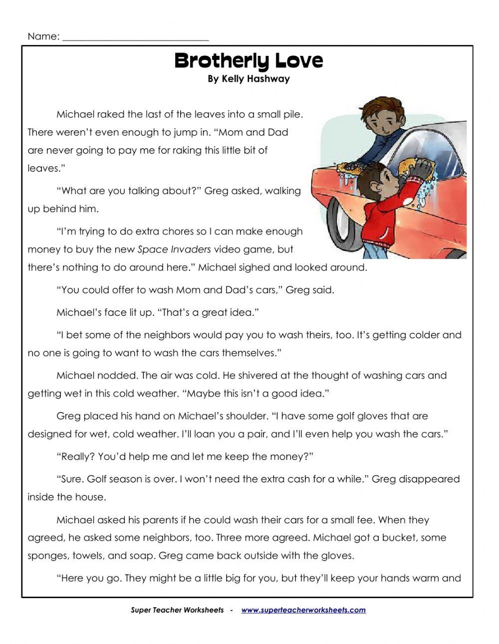 Teacher Worksheets Reading Comprehension