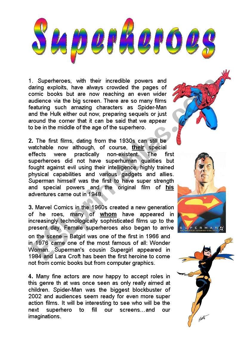 Superheroes Reading Comprehension ESL Worksheet By Profy2007 Worksheets Library