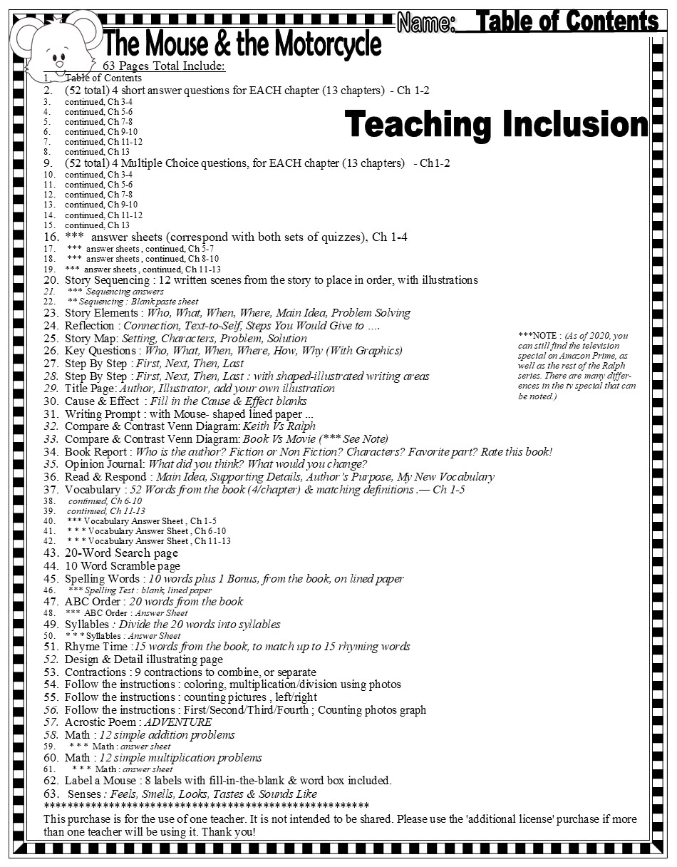 Chapter Book Reading Comprehension Worksheets