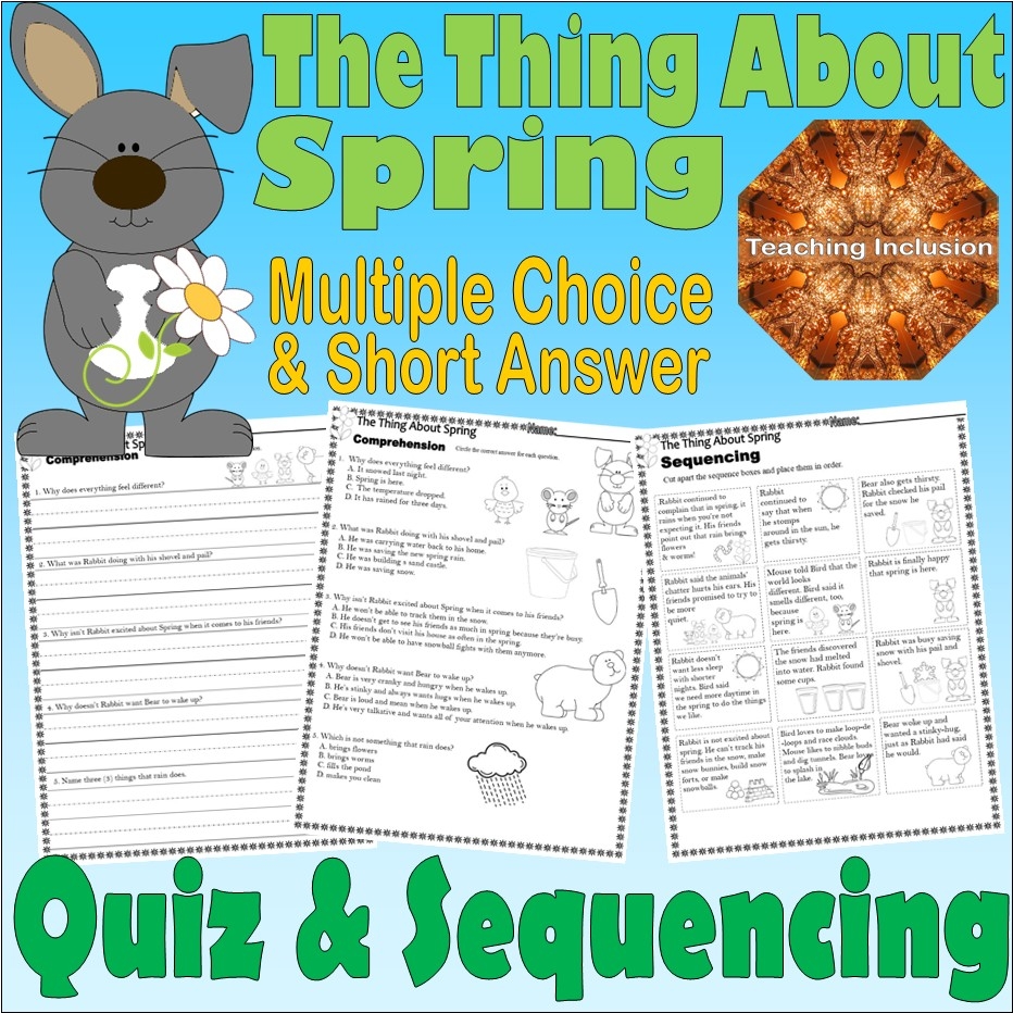The Thing About Spring Reading Comprehension Test U0026 Story 
