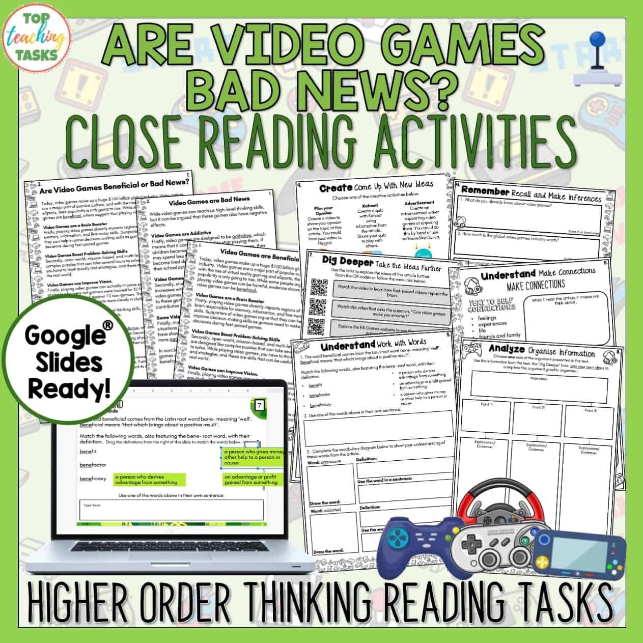 Reading Comprehension Worksheets About Video Games
