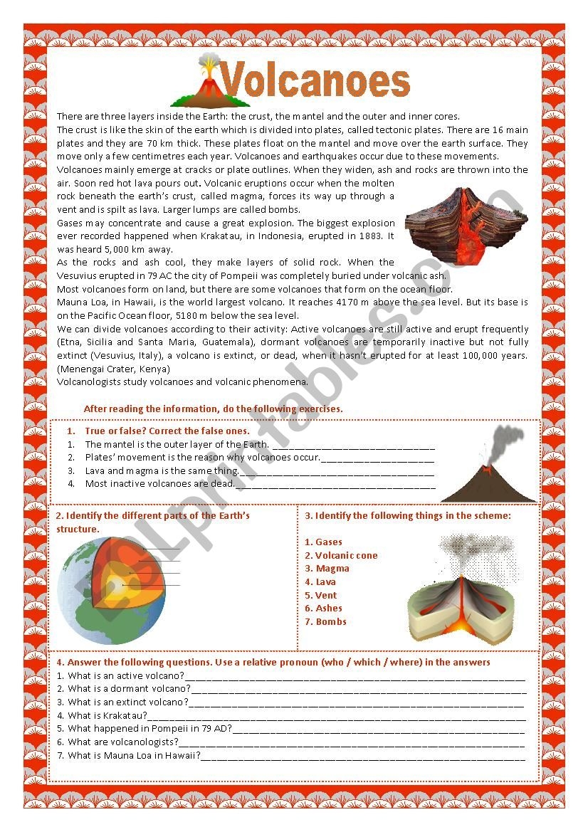 Volcanoes And Earthquakes ESL Worksheet By Maigomay
