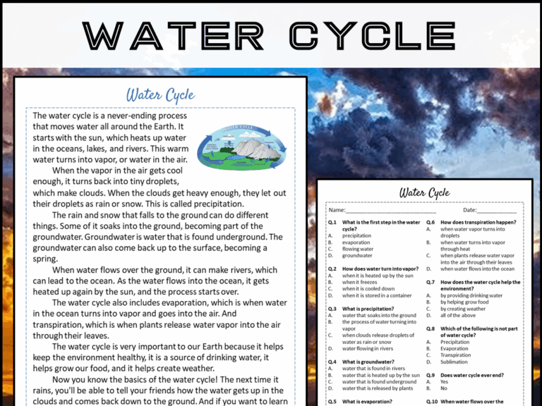Water Cycle Reading Comprehension Passage And Questions PDF