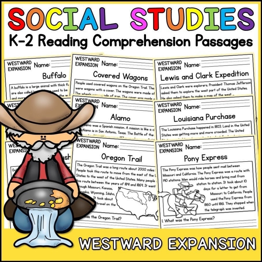 Westward Expansion Reading Comprehension Passages K 2 