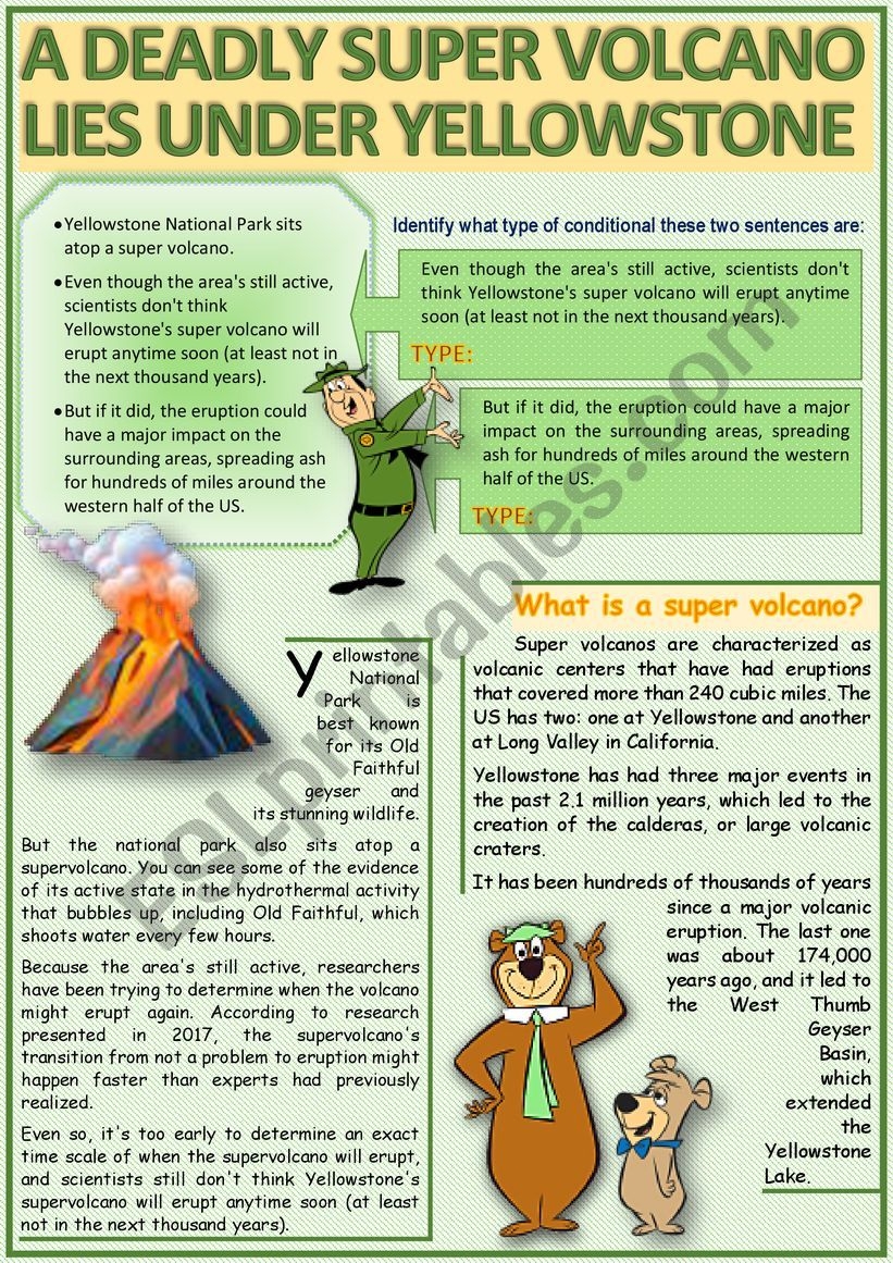 Volcanoes Reading Comprehension Worksheet